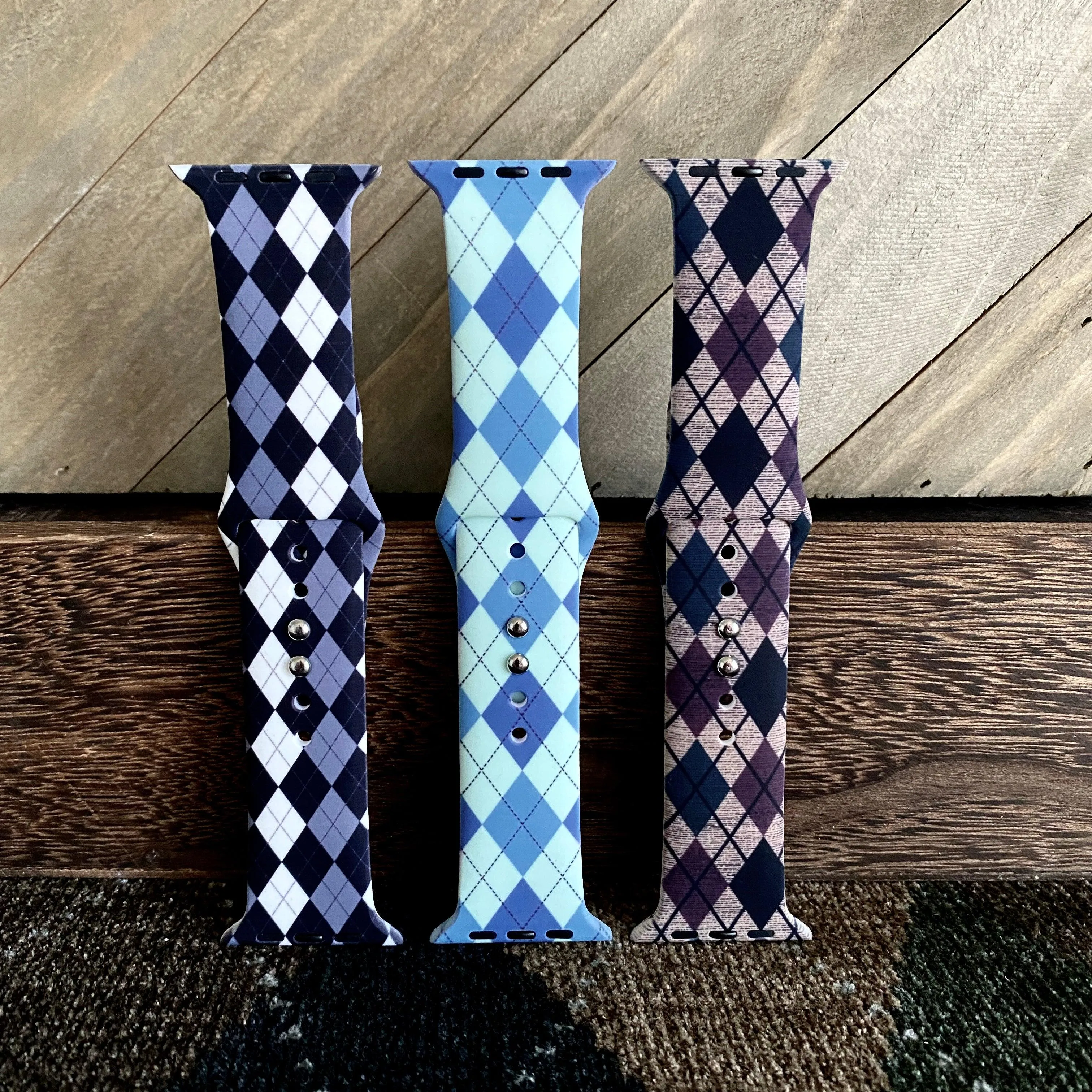 Classic Argyle Print Silicone Band For Apple Watch Multiple Colors Available