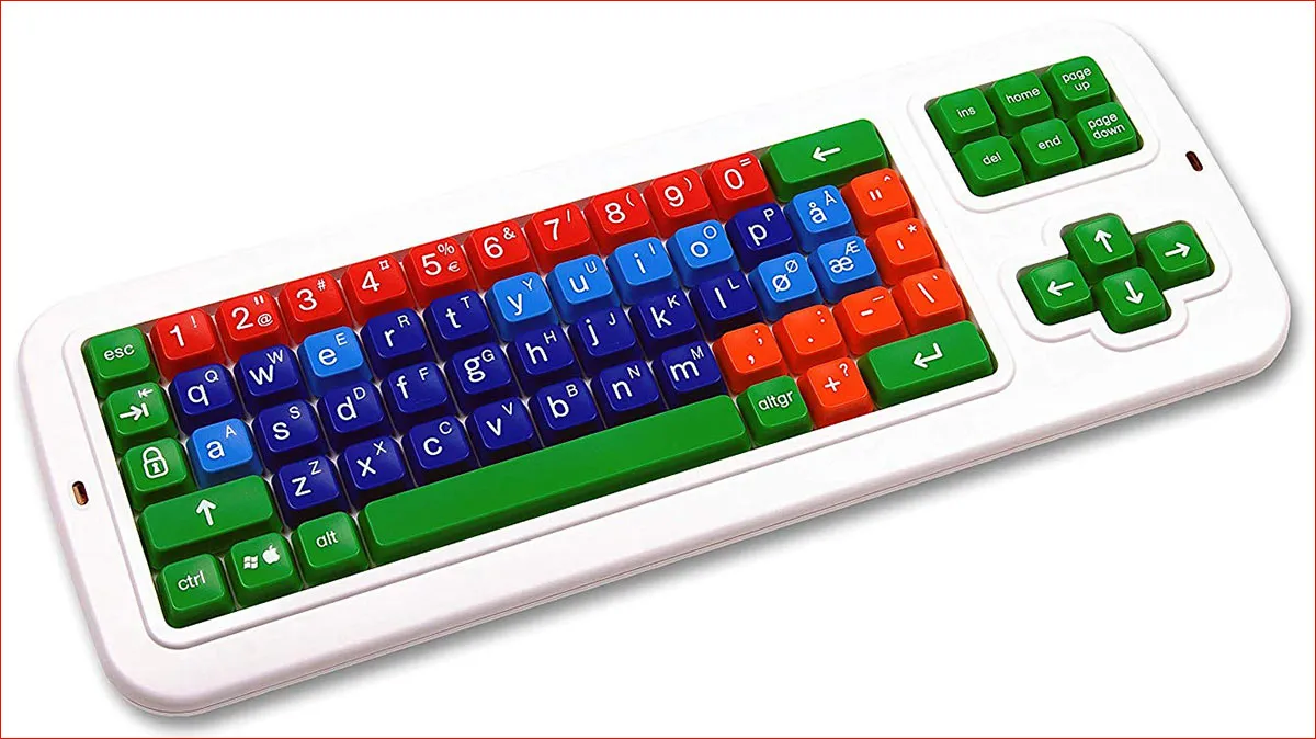 Clevy Color Coded Norwegian Large Print solid Spill proof Mechanical Computer Keyboard- 102780