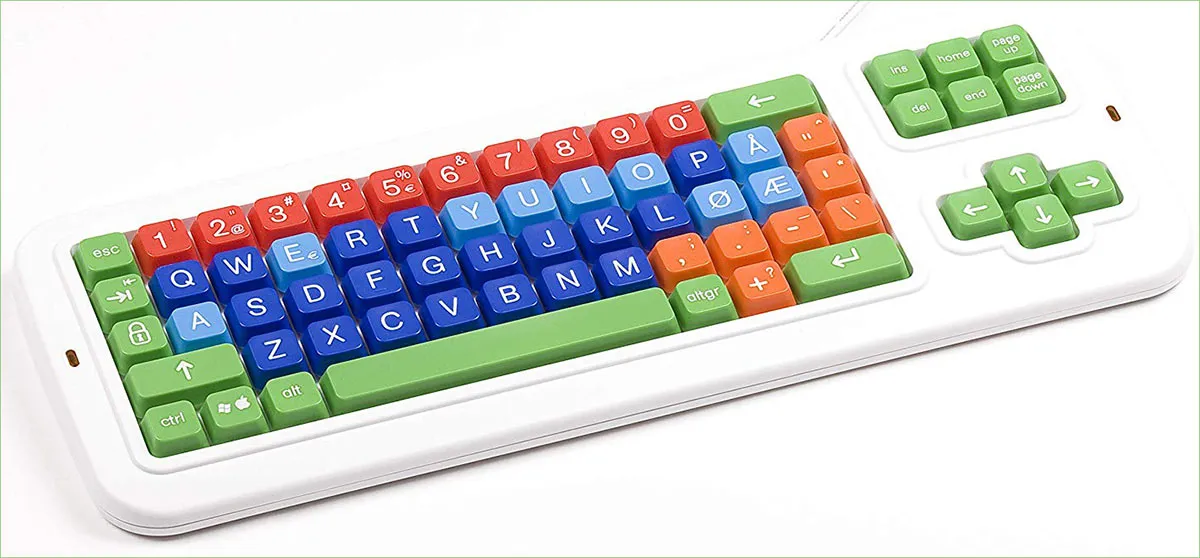 Clevy Color Coded Norwegian Large Print solid Spill proof Mechanical Computer Keyboard- 102780