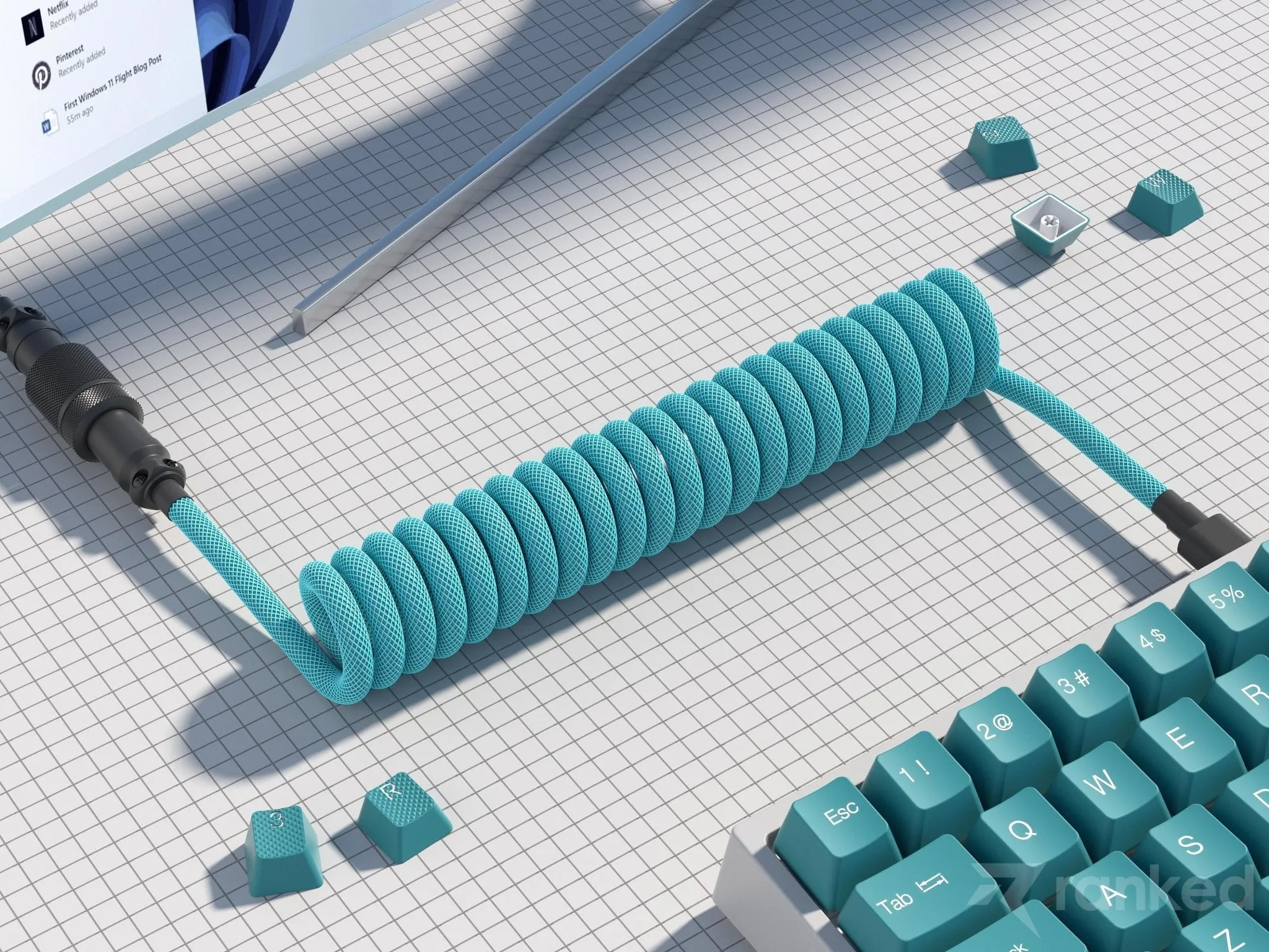 Coiled Keyboard Cable | 5-Pin Aviator Connector