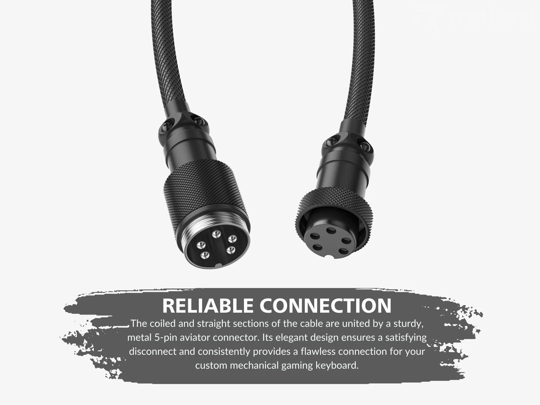 Coiled Keyboard Cable | 5-Pin Aviator Connector