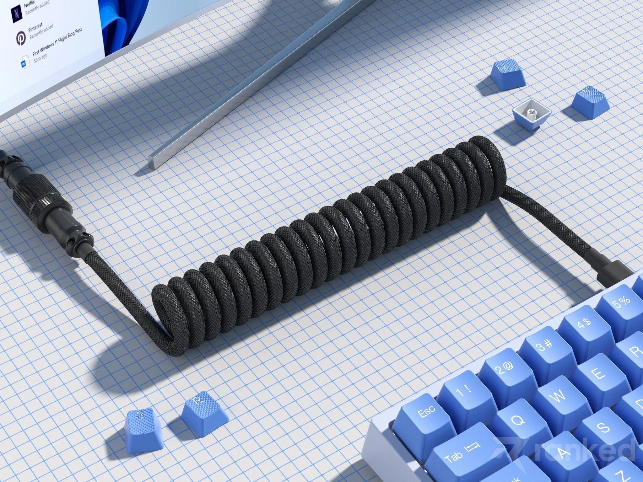 Coiled Keyboard Cable | 5-Pin Aviator Connector