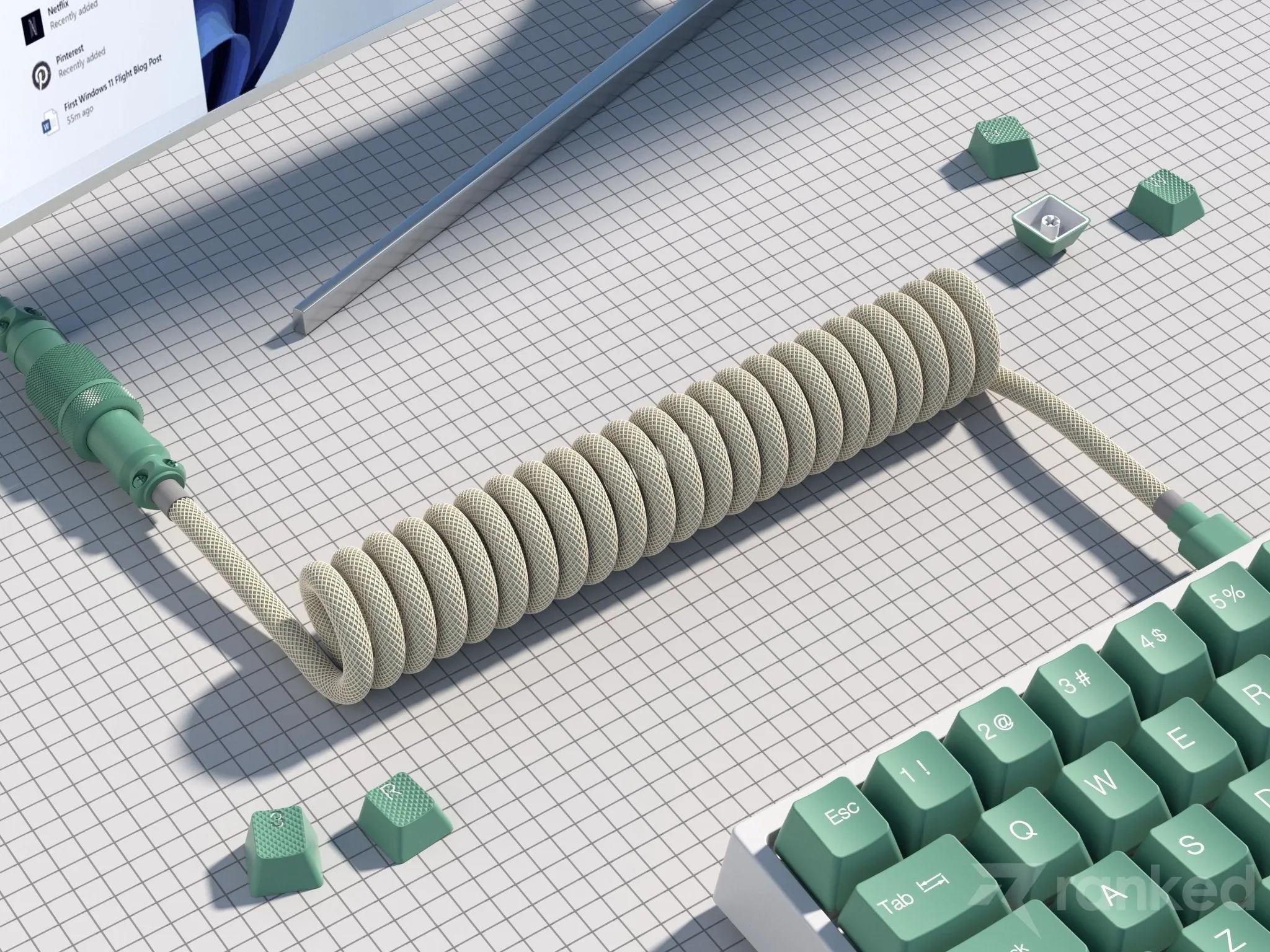 Coiled Keyboard Cable | 5-Pin Aviator Connector