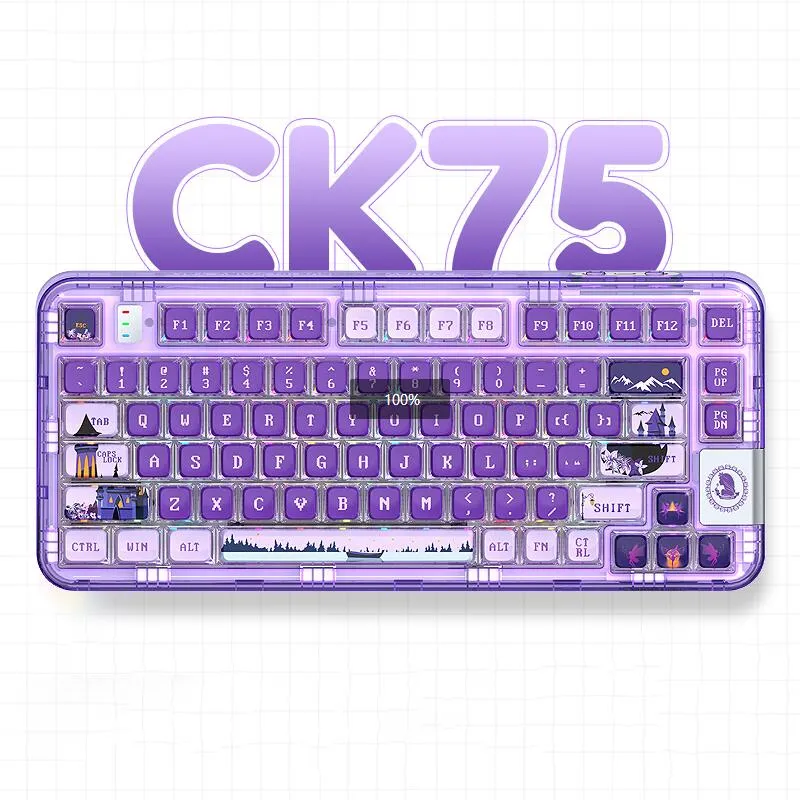 CoolKiller CK75 Pixel Fairy Tale Wireless Mechanical Keyboard Gasket Translucent Case 2.4g Bluetooth Hot Swappable Clove