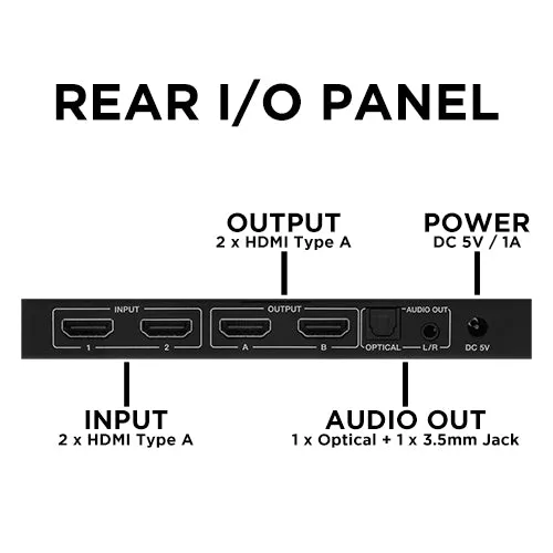 Covid MH22-220 2x2 HDMI Switcher with Audio Extractor