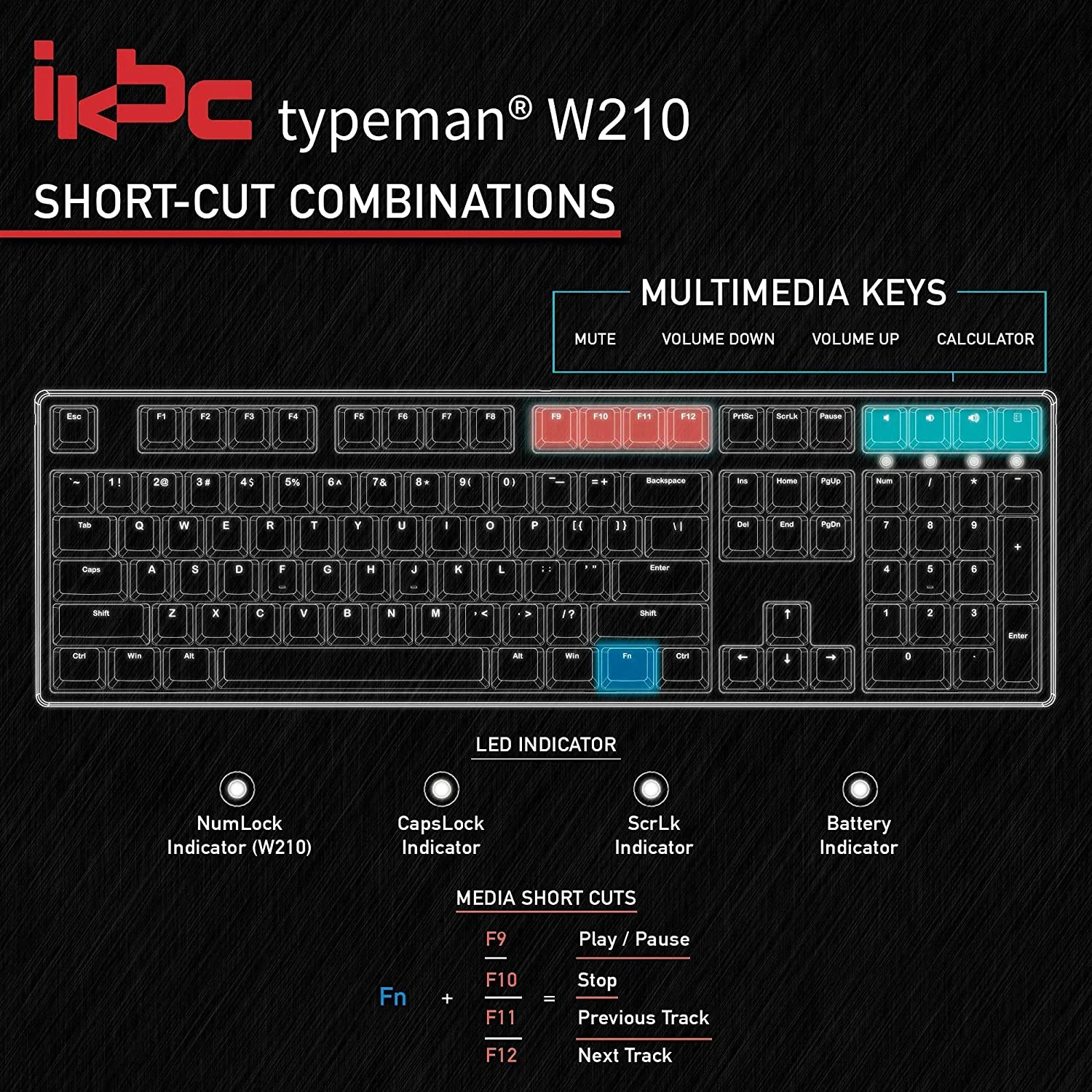 Custom Built iKBC Typeman W210 Wireless 2.4ghz Full Size 108 key Mechanical Keyboard