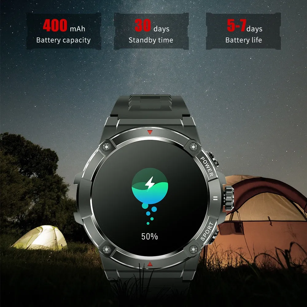 Dateoy K-Rex Ultra Smartwatch - Built-in GPS | Barometric Altimeter & Compass | 4G Memory | Offline Maps | Local Music | AMOLED Display | IP68 Waterproof | Bluetooth Calling | Multi-Sport Modes