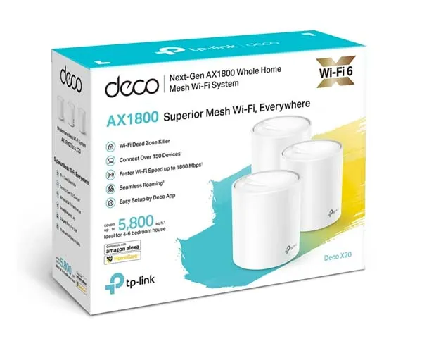 Deco X20 AX1800 Whole Home Mesh Wi-Fi 6 System