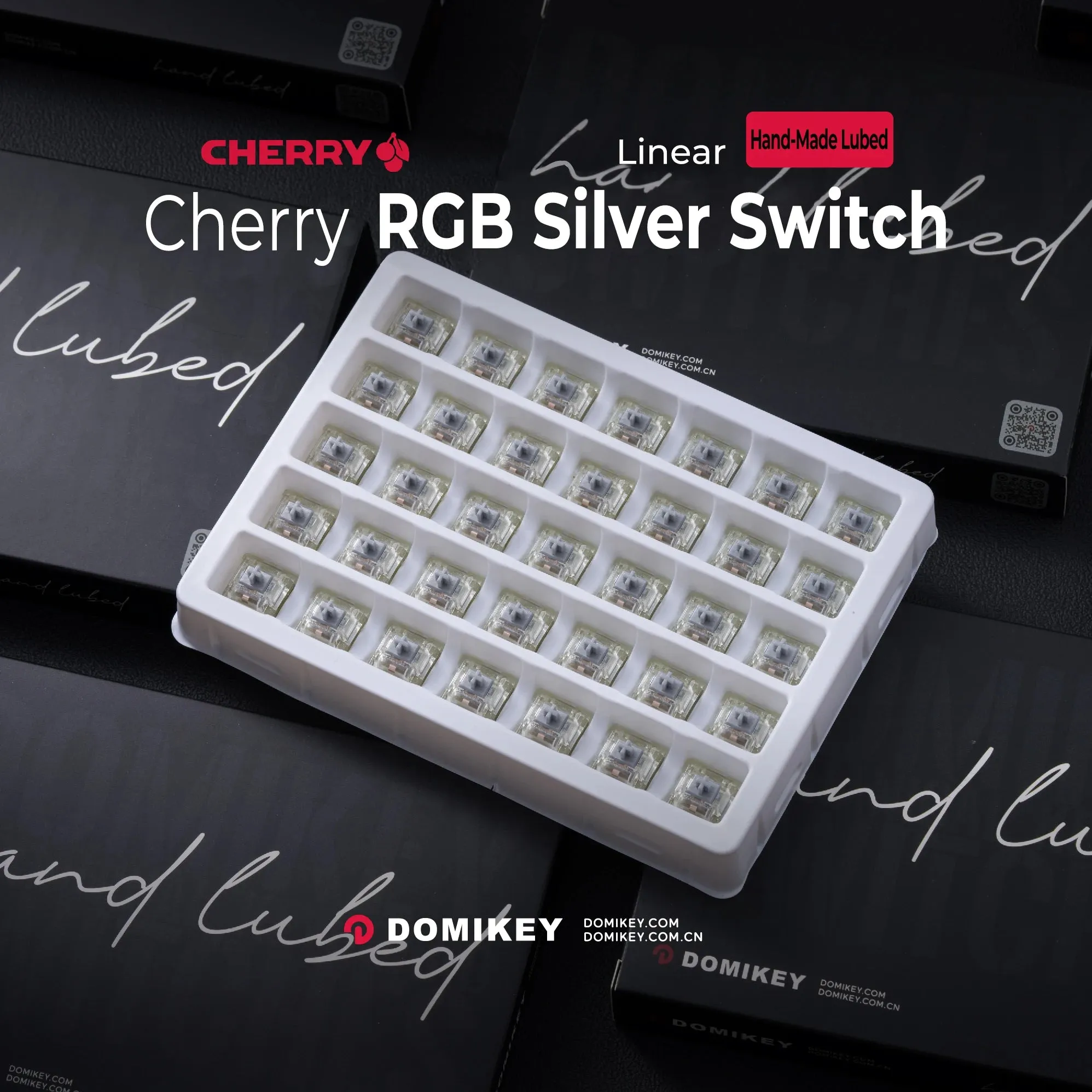 Domikey Cherry MX RGB Silver Switch Linear Switch 5pin 45g Clear Top for mechanical keyboard Hand Lubed