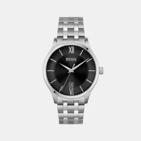 Elite Men Black Analog Stainless Steel Watch 1513896