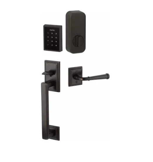 Emtek Hamden EMPowered™ Motorized Touchscreen Handle set with Bern Knob