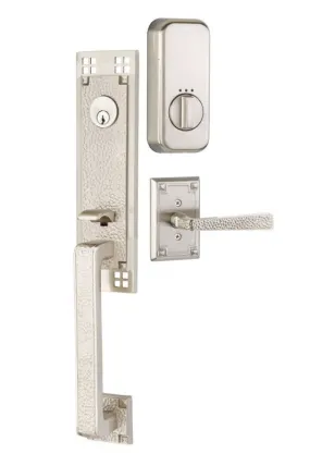 Emtek Single Cylinder Arts & Crafts Handleset EMPowered Motorized Smart Lock Upgrade With Merrimack Lever