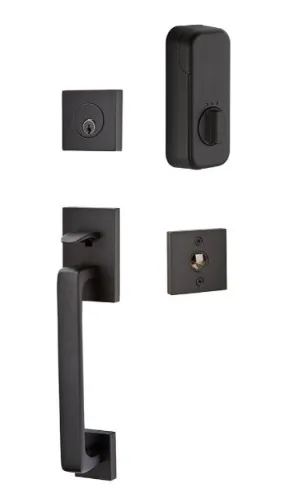 Emtek Single Cylinder Baden Handleset EMPowered Motorized Smart Lock Upgrade With Providence Glass Knob