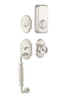 Emtek Single Cylinder Knoxville Handleset EMPowered Motorized Smart Lock Upgrade With Astoria Glass Knob