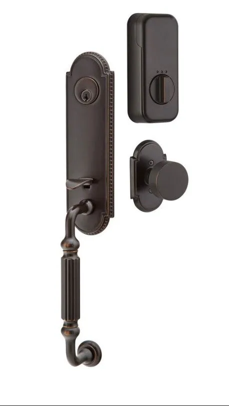 Emtek Single Cylinder Orleans Handleset EMPowered Motorized Smart Lock Upgrade With Coventry Lever