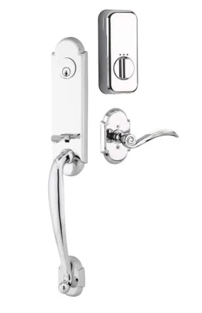 Emtek Single Cylinder Richmond Handleset EMPowered Motorized Smart Lock Upgrade With Ribbon & Reed Lever