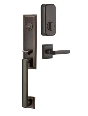 Emtek Single Cylinder Wilshire Handleset EMPowered Motorized Smart Lock Upgrade With Freestone Knob