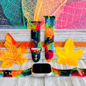 Enchanted Foliage Print Silicone Band For Apple Watch