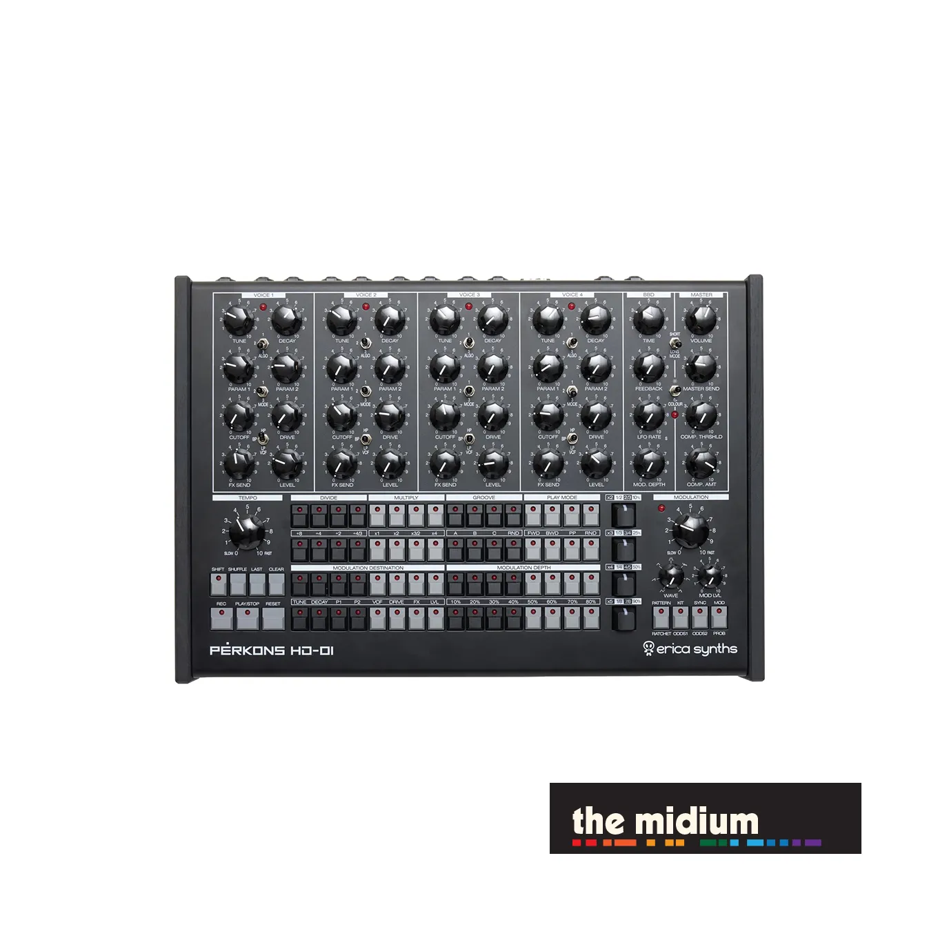 Erica Synths PĒRKONS HD-01 hybrid drum machine and synthesizer