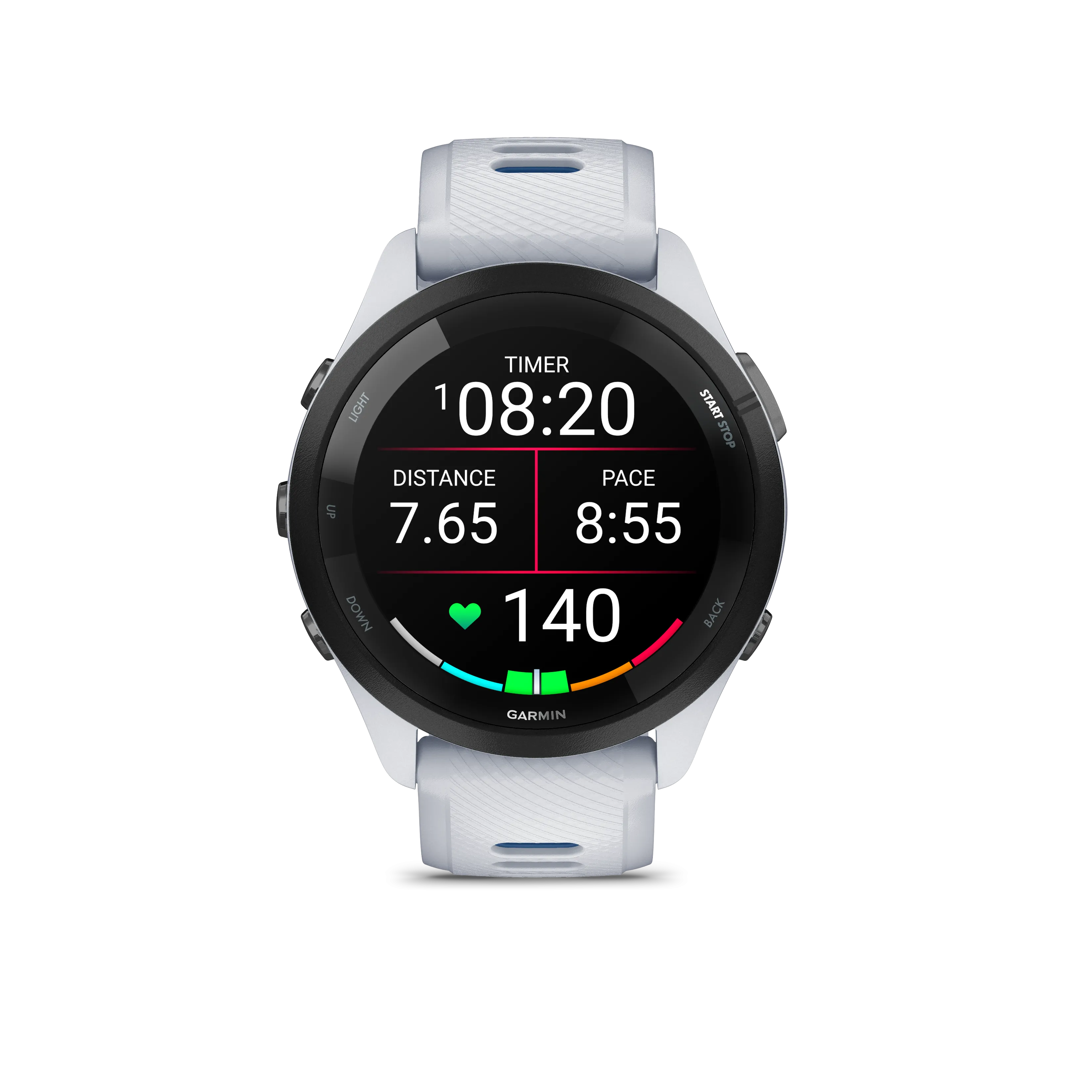 Forerunner® 265 (Black Bezel with Whitestone Case and Whitestone/Tidal Blue Silicone Band)