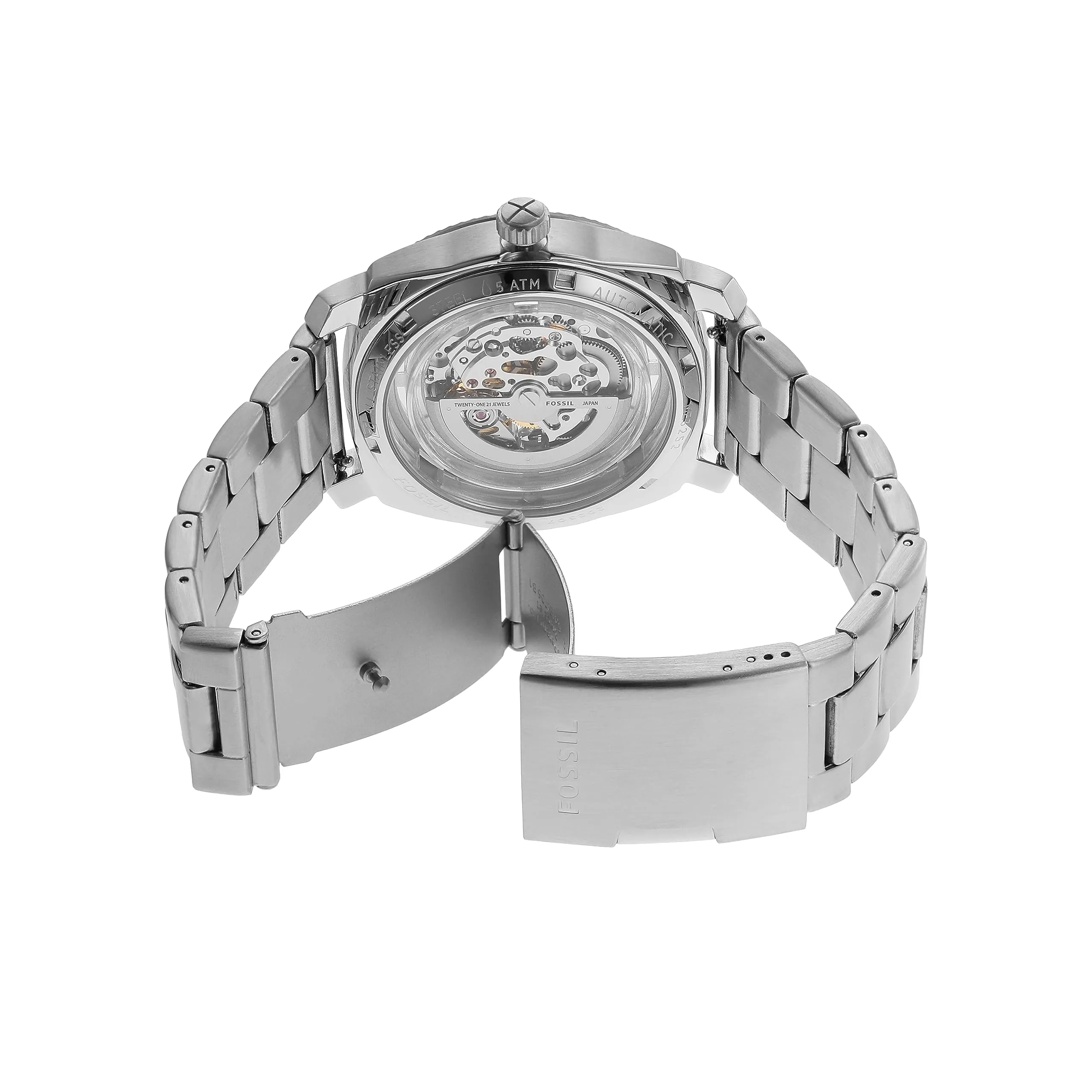 Fossil Analog Silver Dial Men's Watch-ME3252 Stainless Steel, Silver Strap