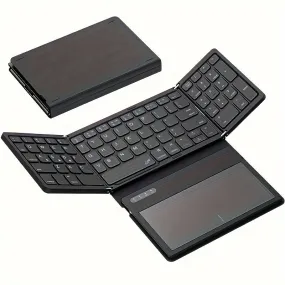 Four Fold Foldable Wireless Keyboard, Portable Full Size Folding Keyboard With Large Touchpad, Numeric Keypad, wireless Travel Keyboard For Windows/IOS/Android/ Mac