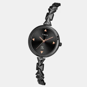 Fria Women's Black Analog Brass Watch TWEL18303