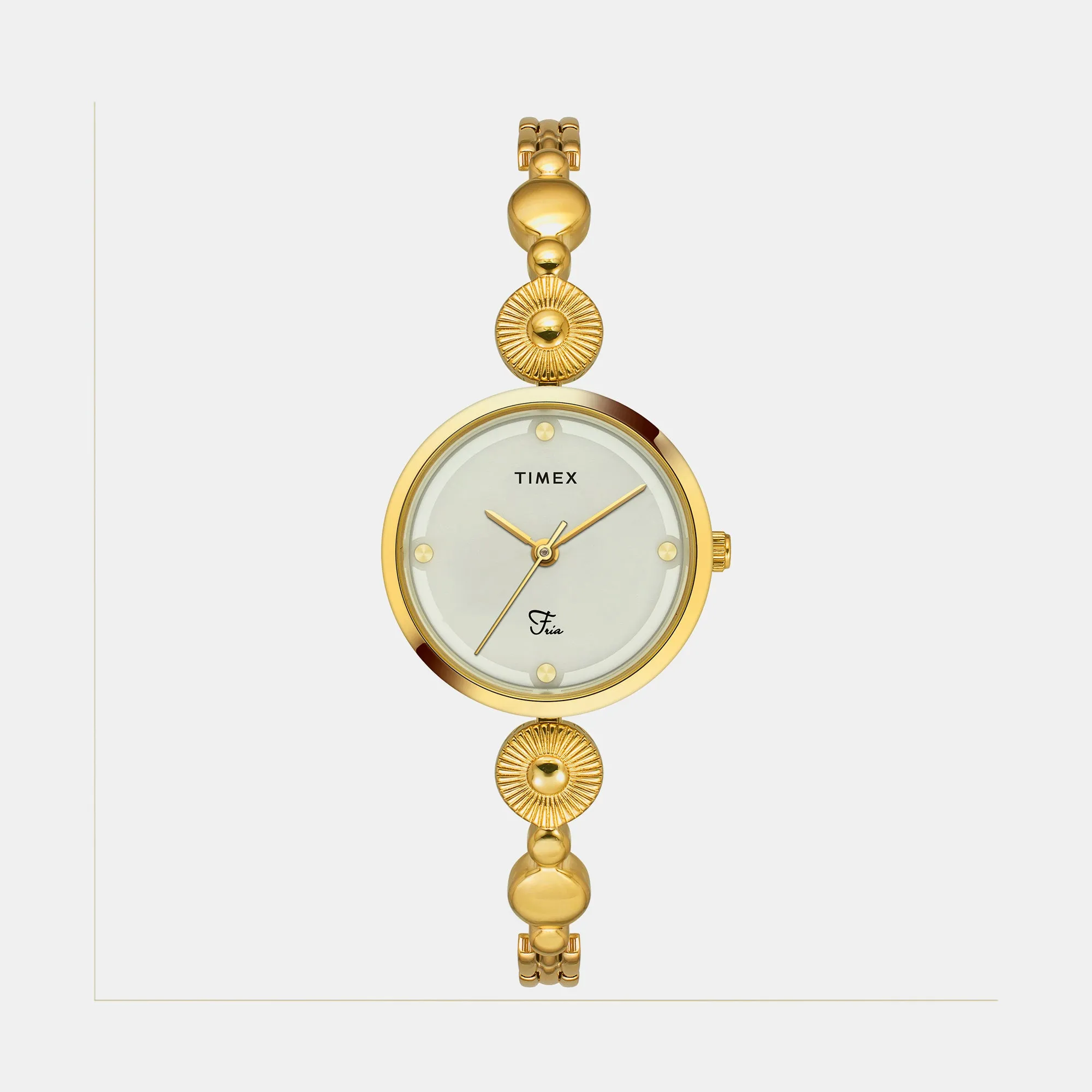 Fria Women's Mother Of Pearl Analog Brass Watch TWEL18200