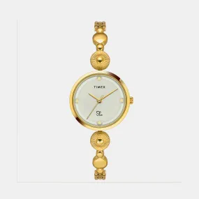 Fria Women's Mother Of Pearl Analog Brass Watch TWEL18200