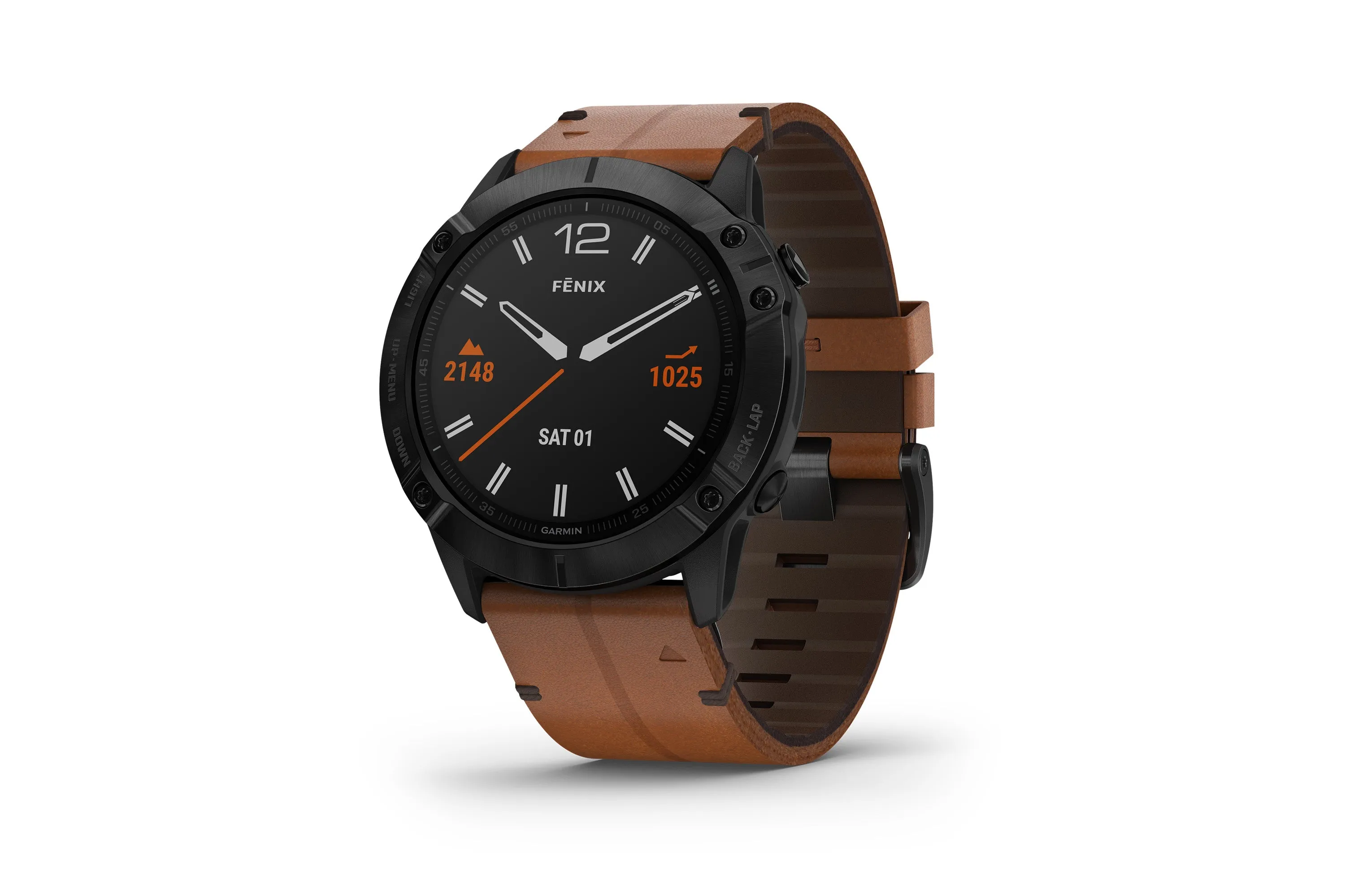 Garmin fenix 6X Sapphire Black DLC/Brwn Leather Band 51mm