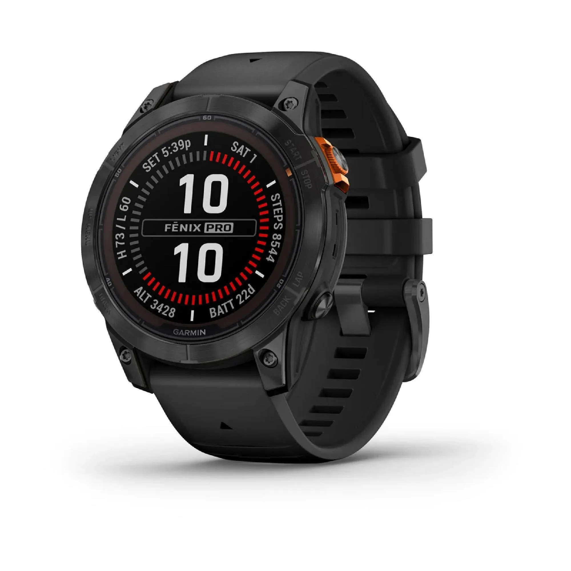 Garmin fenix 7 Pro Solar Glass Watch Watch Color: Slate Grey Wristband: Black - Silicone