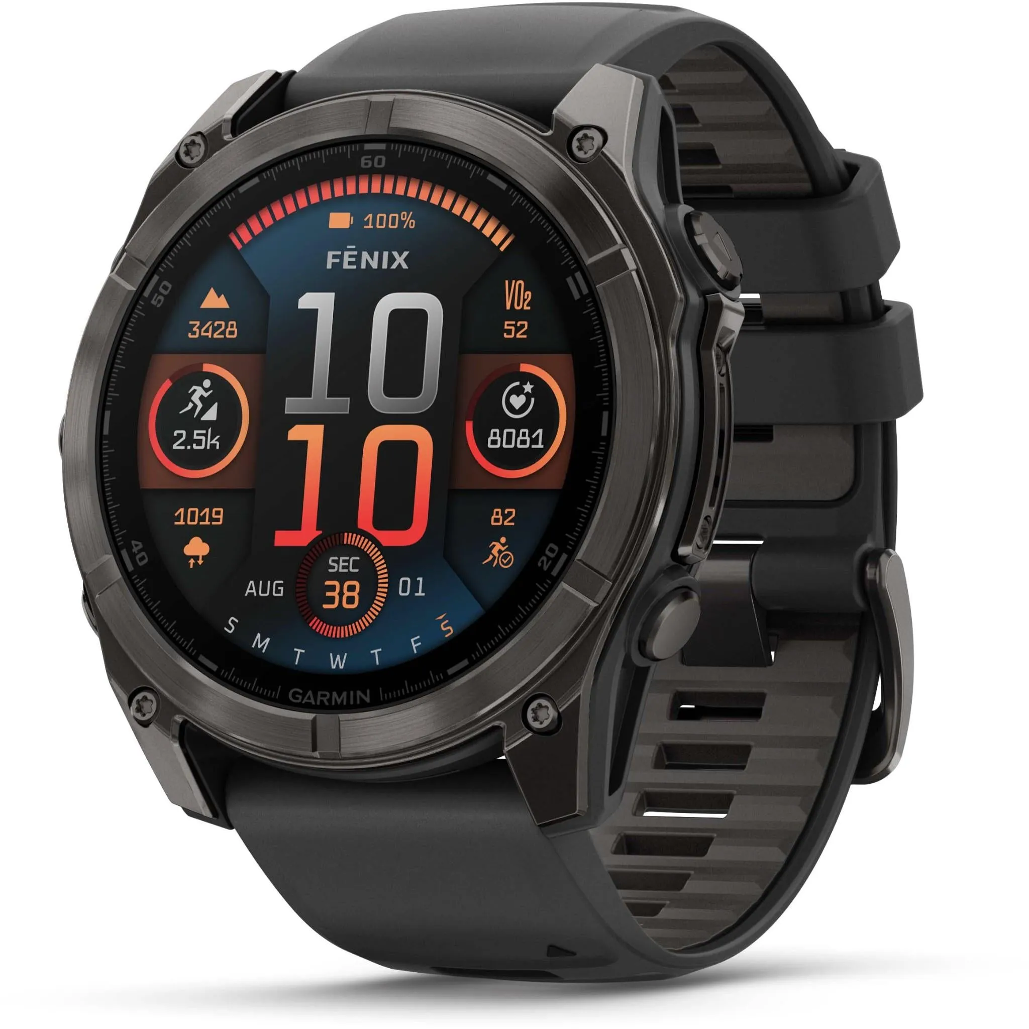 Garmin fenix® 8 51mm AMOLED Sapphire Edition Carbon Grey Titanium with Black   Pebble Grey Band