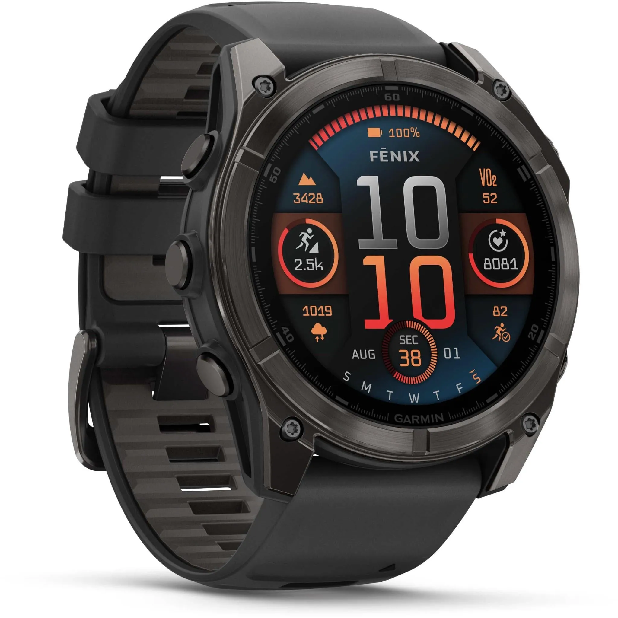 Garmin fenix® 8 51mm AMOLED Sapphire Edition Carbon Grey Titanium with Black   Pebble Grey Band