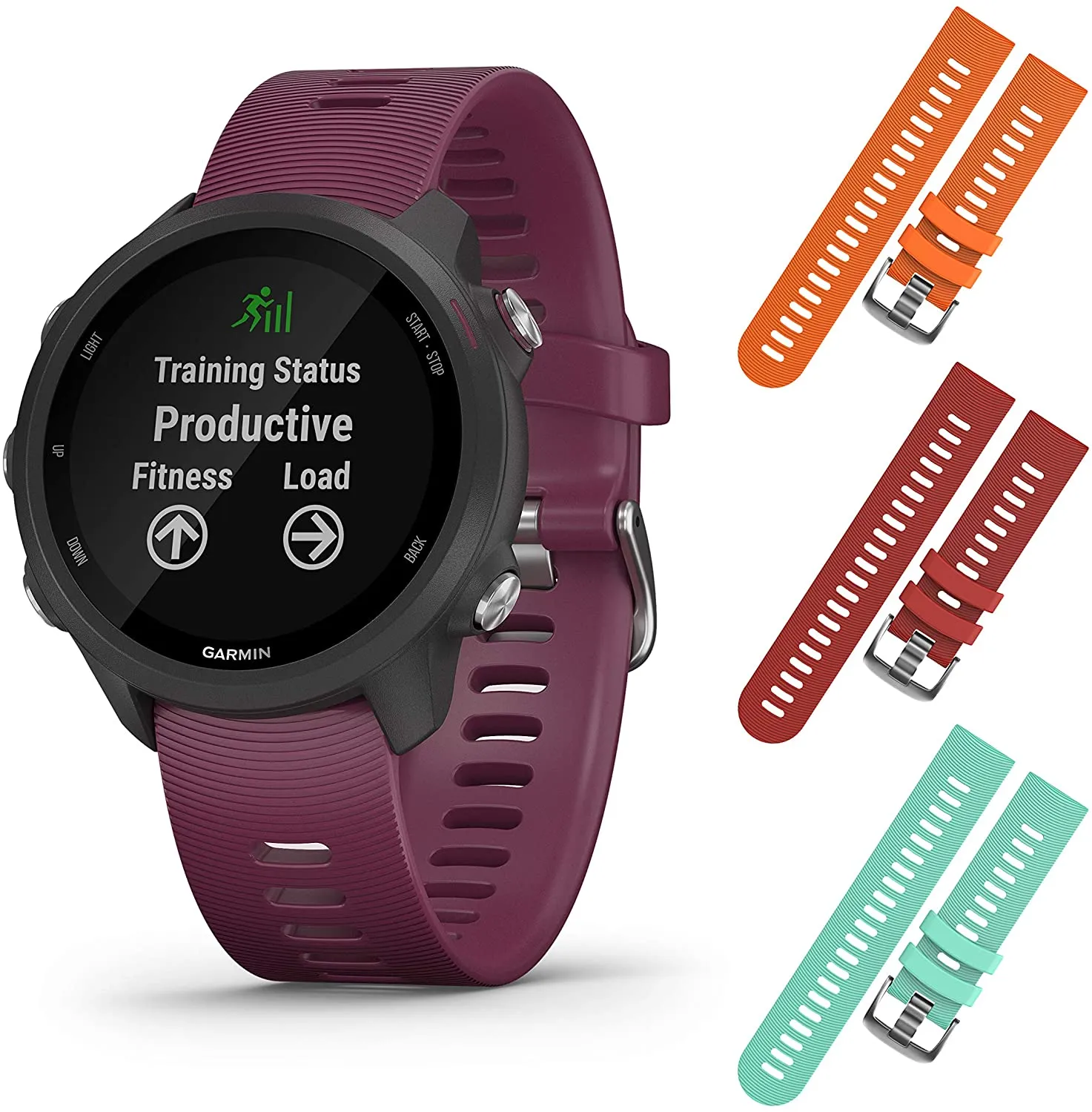 Garmin Forerunner 245 GPS Running Smartwatch (010-02120-01, Orange/Red/Teal)