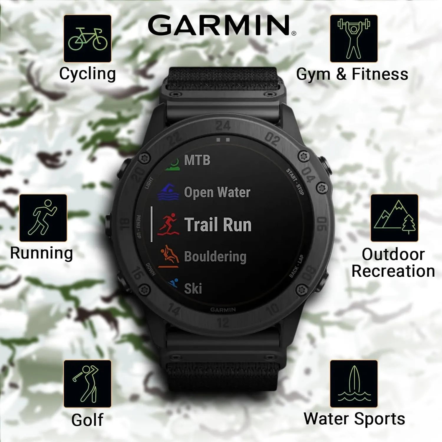 Garmin Tactix Delta - Solar Edition Solar-powered Tactical GPS Watch with Nylon Band (010-02357-10)