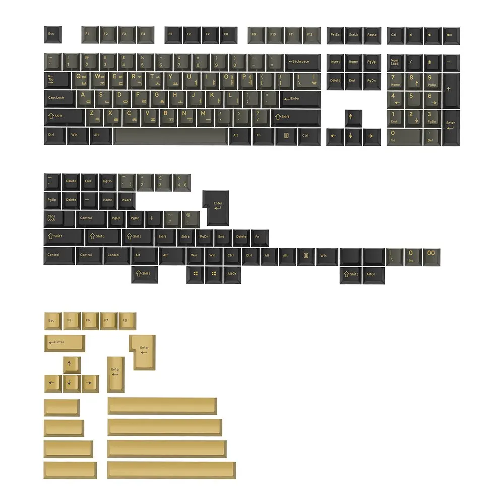 GJ Shimmer Dim Light Keycap Set PBT Doubleshot Cherry Profile for Mechanical Keyboard Laser Hirigana Cryillic Hangual