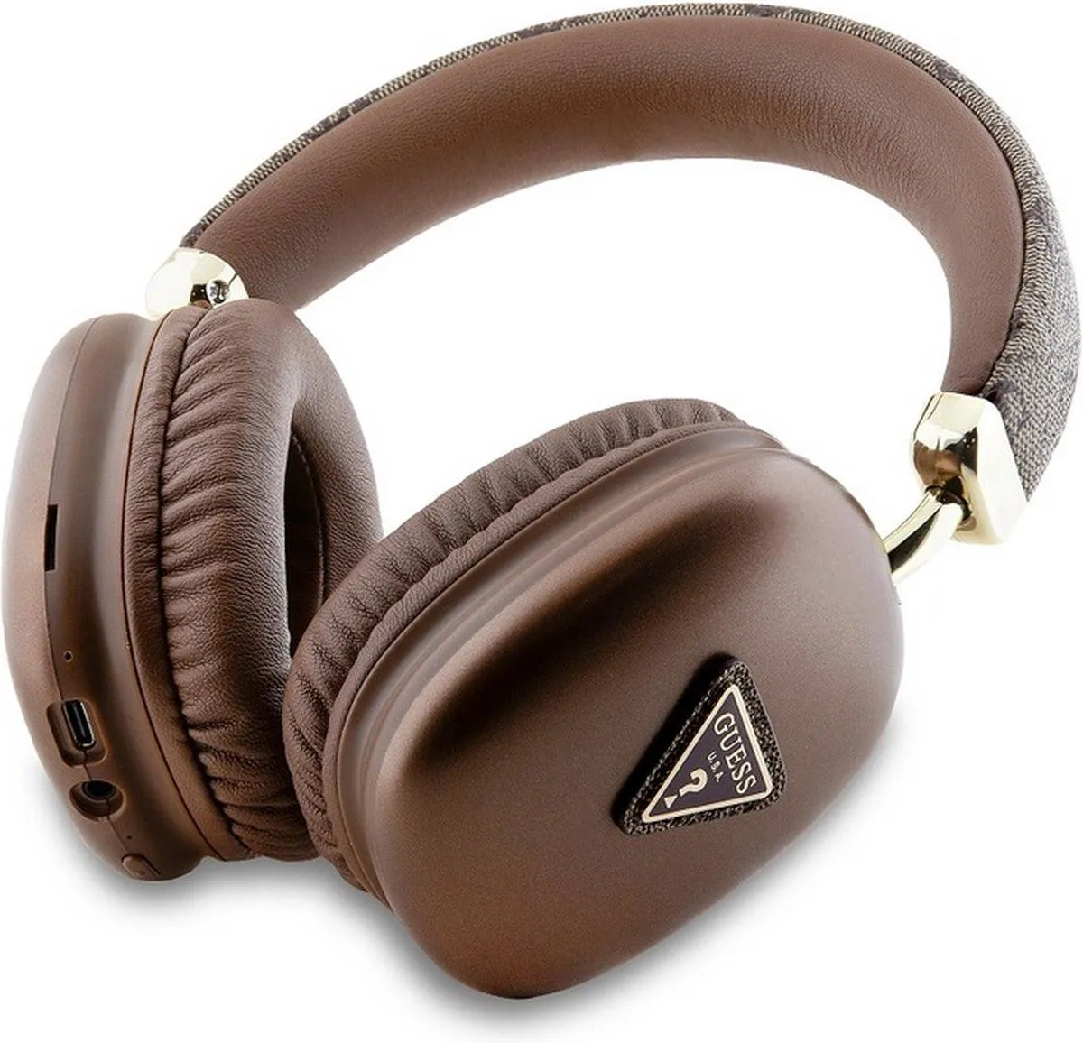 Guess PU Leather 4G Triangle Logo Wireless Headphones Brown - GUBHK1P4TPW