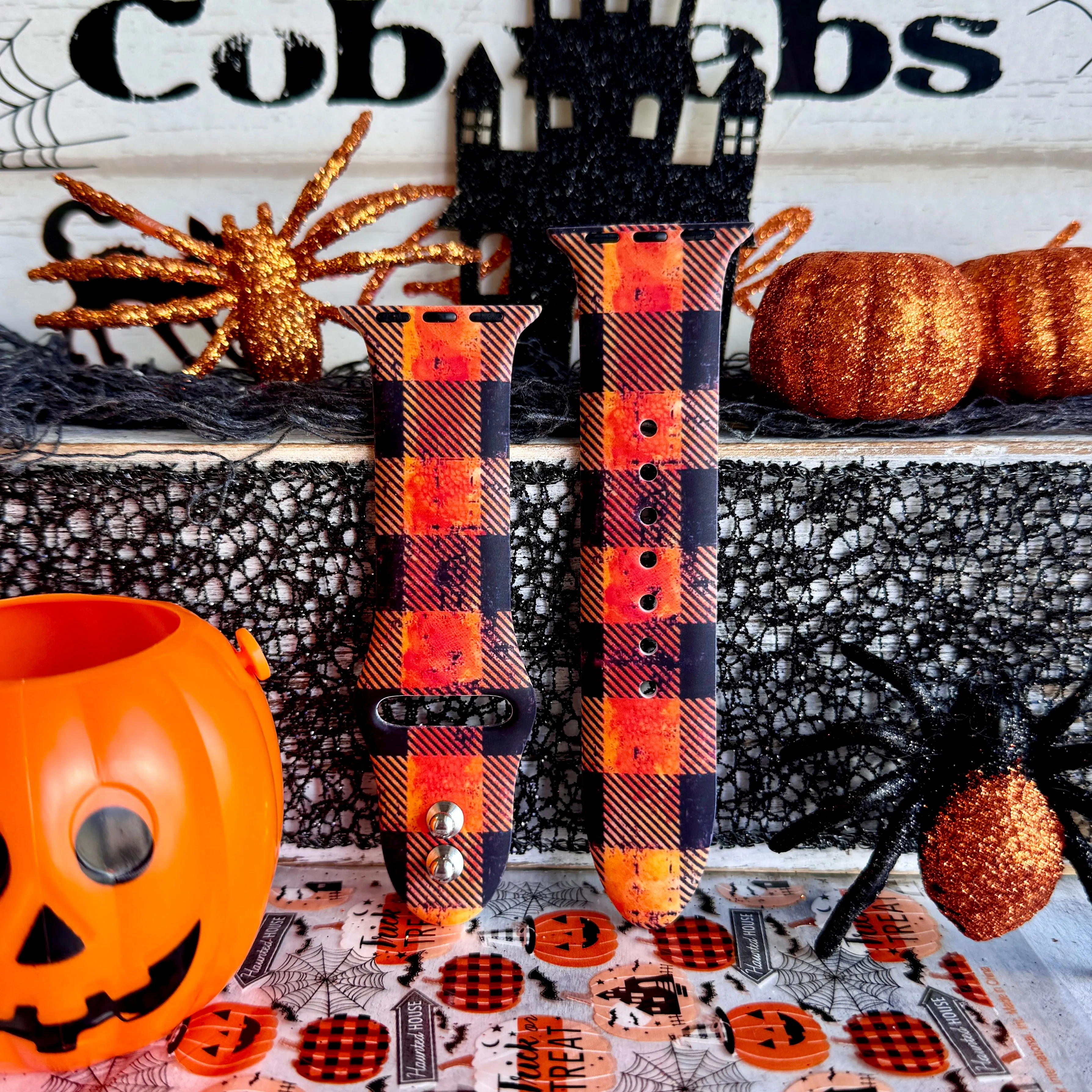 Halloween Flannel Print Silicone Band For Apple Watch