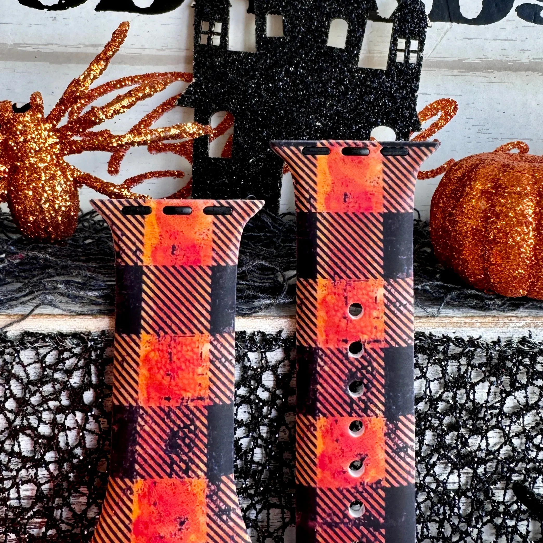 Halloween Flannel Print Silicone Band For Apple Watch