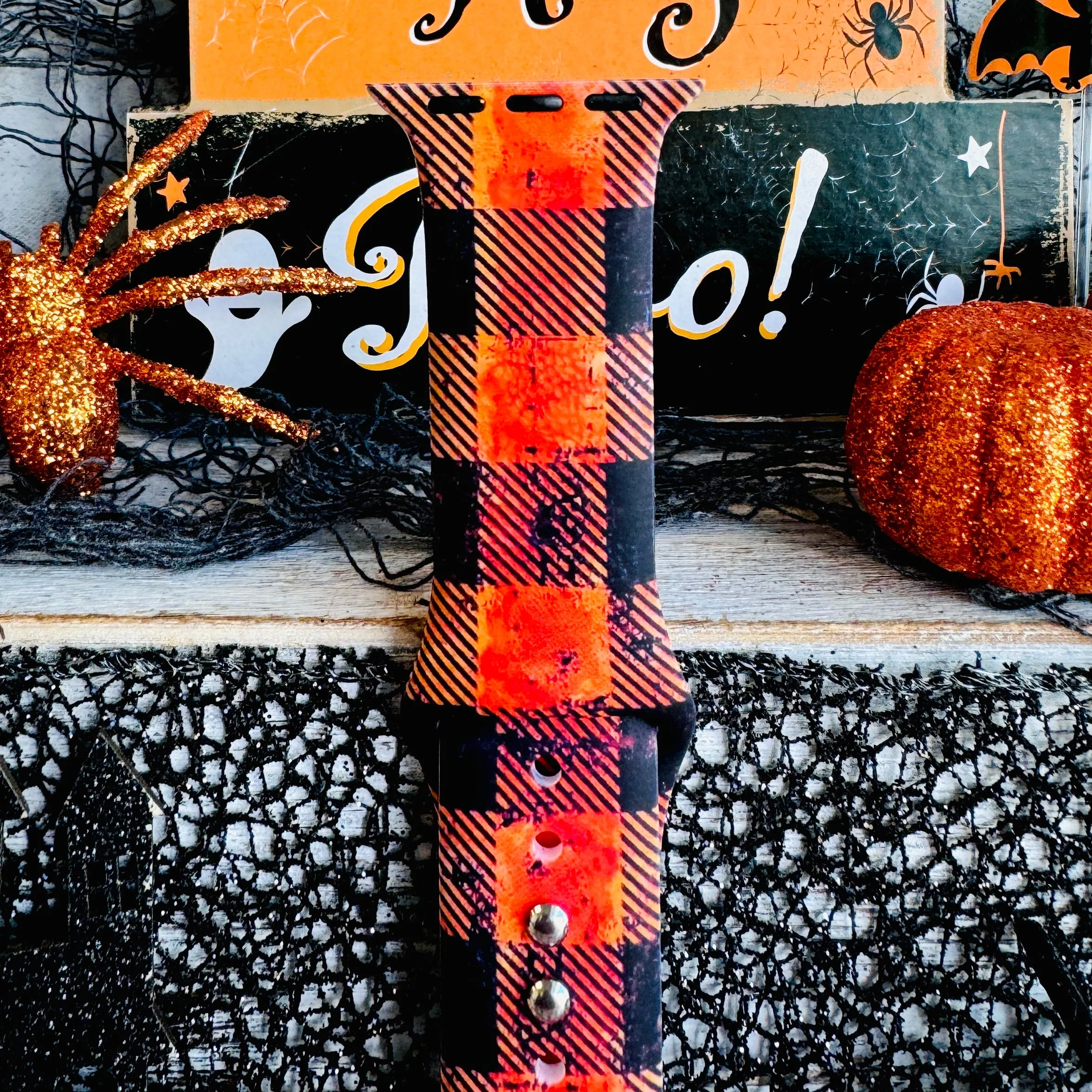 Halloween Flannel Print Silicone Band For Apple Watch