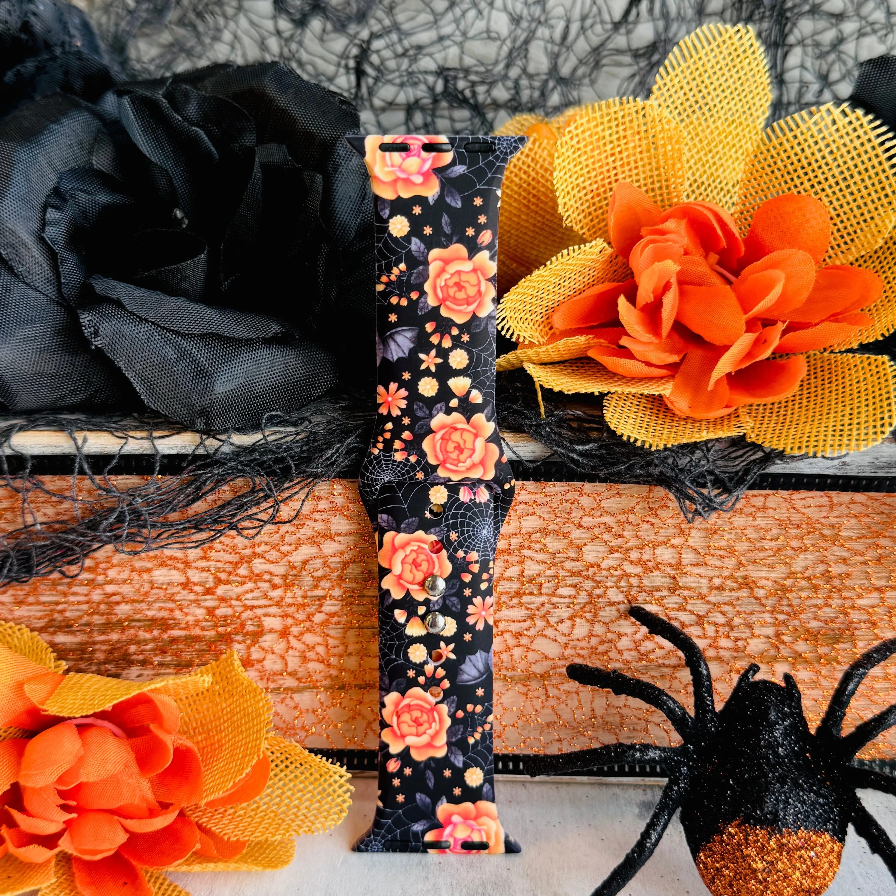 Haunted Blossoms Print Silicone Band For Apple Watch