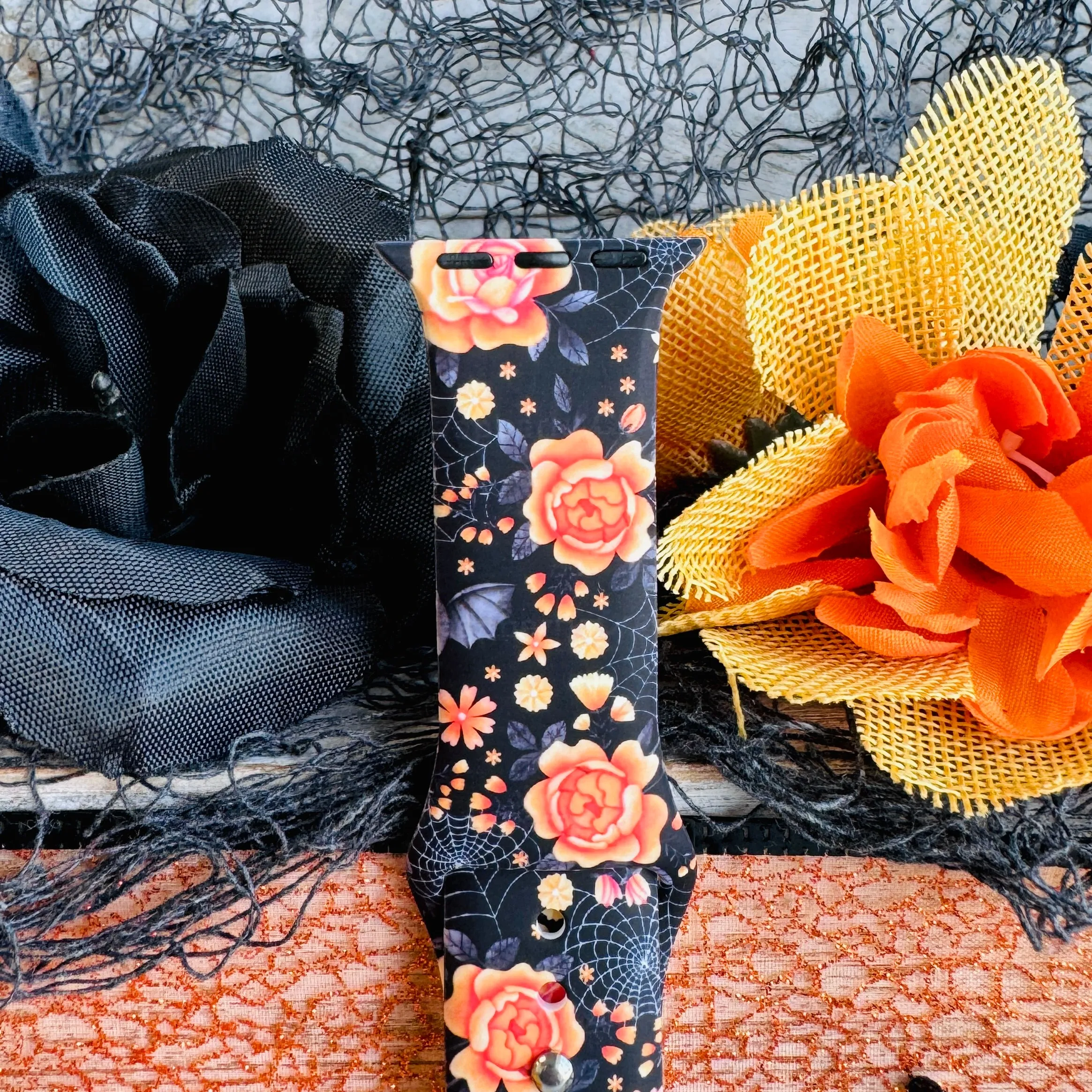 Haunted Blossoms Print Silicone Band For Apple Watch