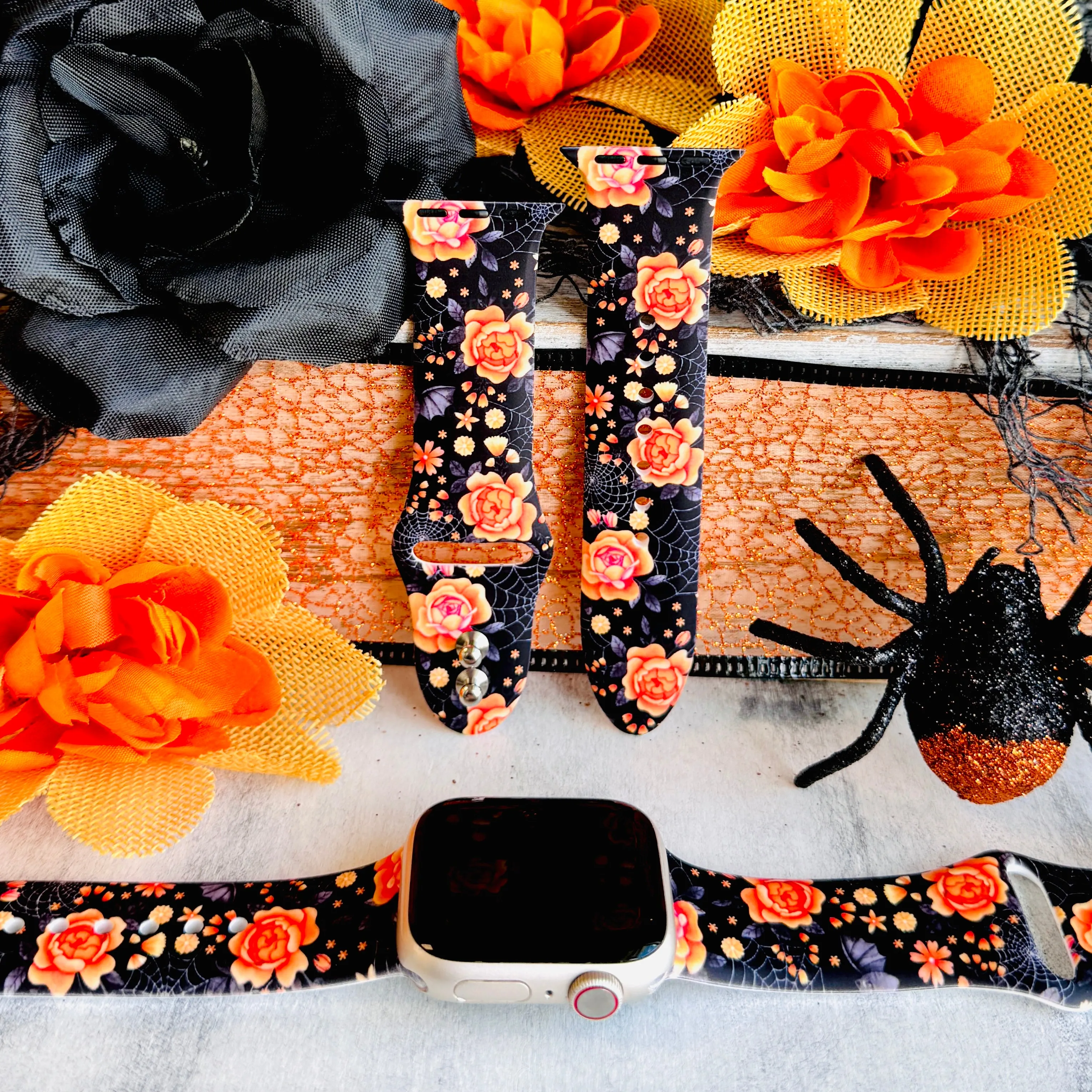 Haunted Blossoms Print Silicone Band For Apple Watch