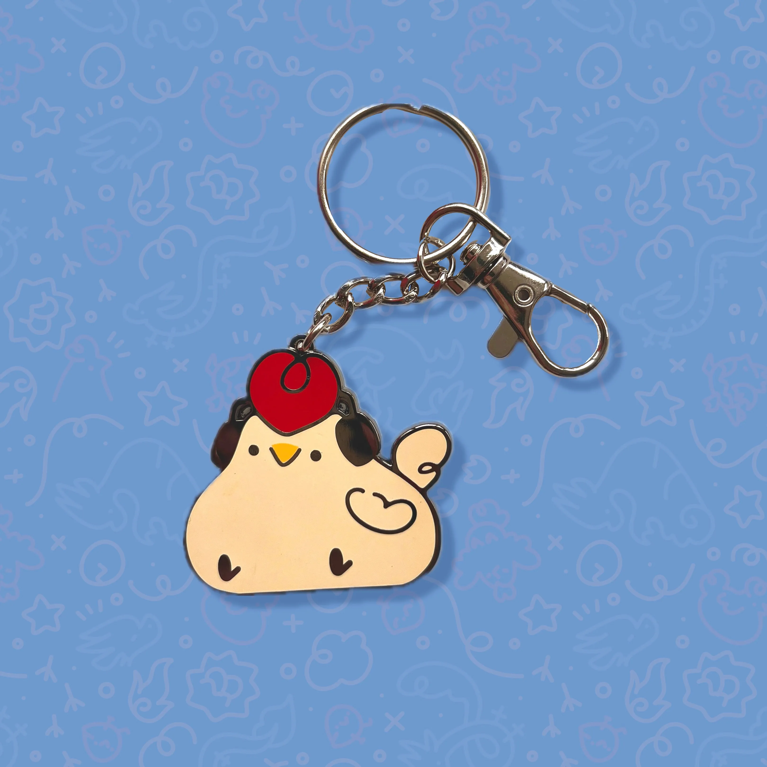 Headphones Chook Metal Keychain