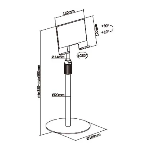 Height Adjustable Tabletop Stand For Tablets & Phones - SH PAD30 04