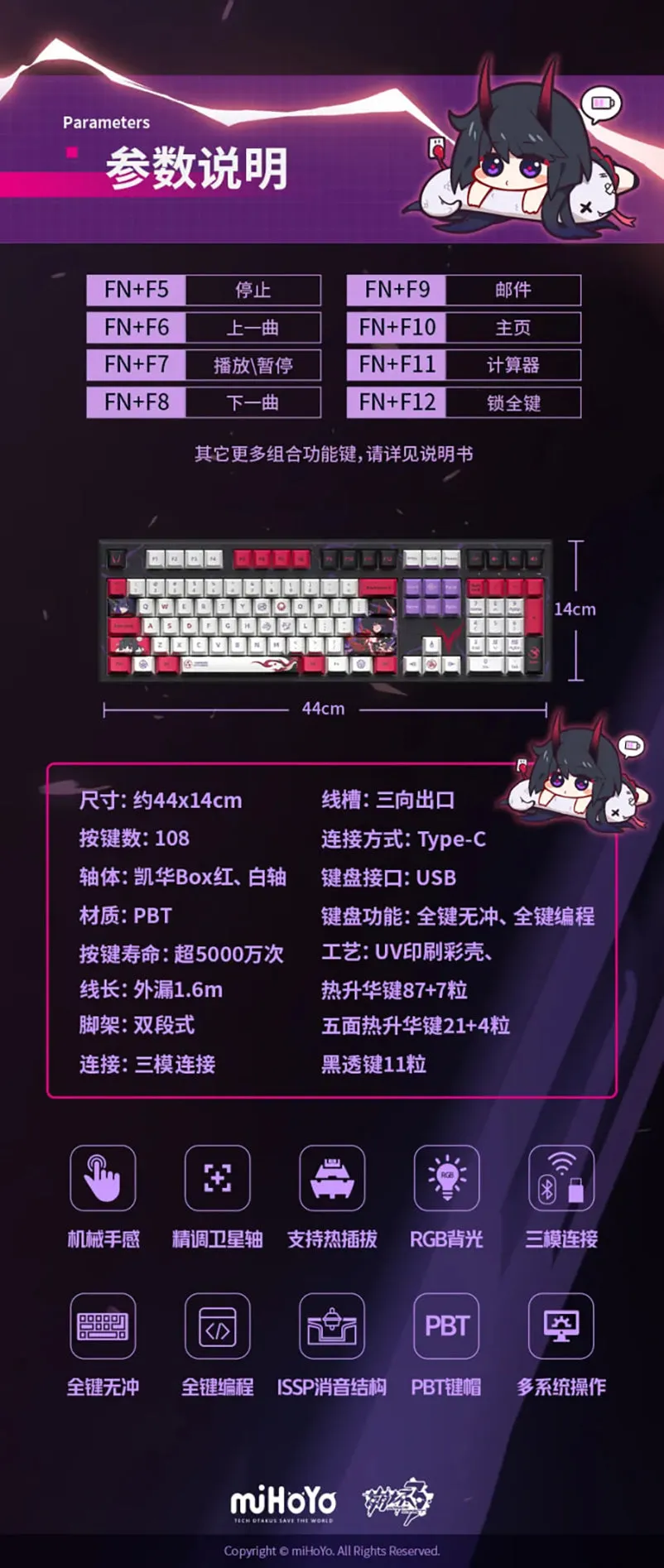 Honkai Impact 3rd - Raiden Mei Herrscher of Thunder Mechanical Keyboard miHoYo