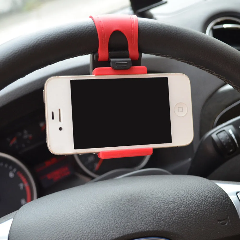 Hot Universal Car Steering Wheel Mobile Phone Holder for iPhone 4S 5 5S 5C Galaxy S4 S5 GPS MP4 PDA