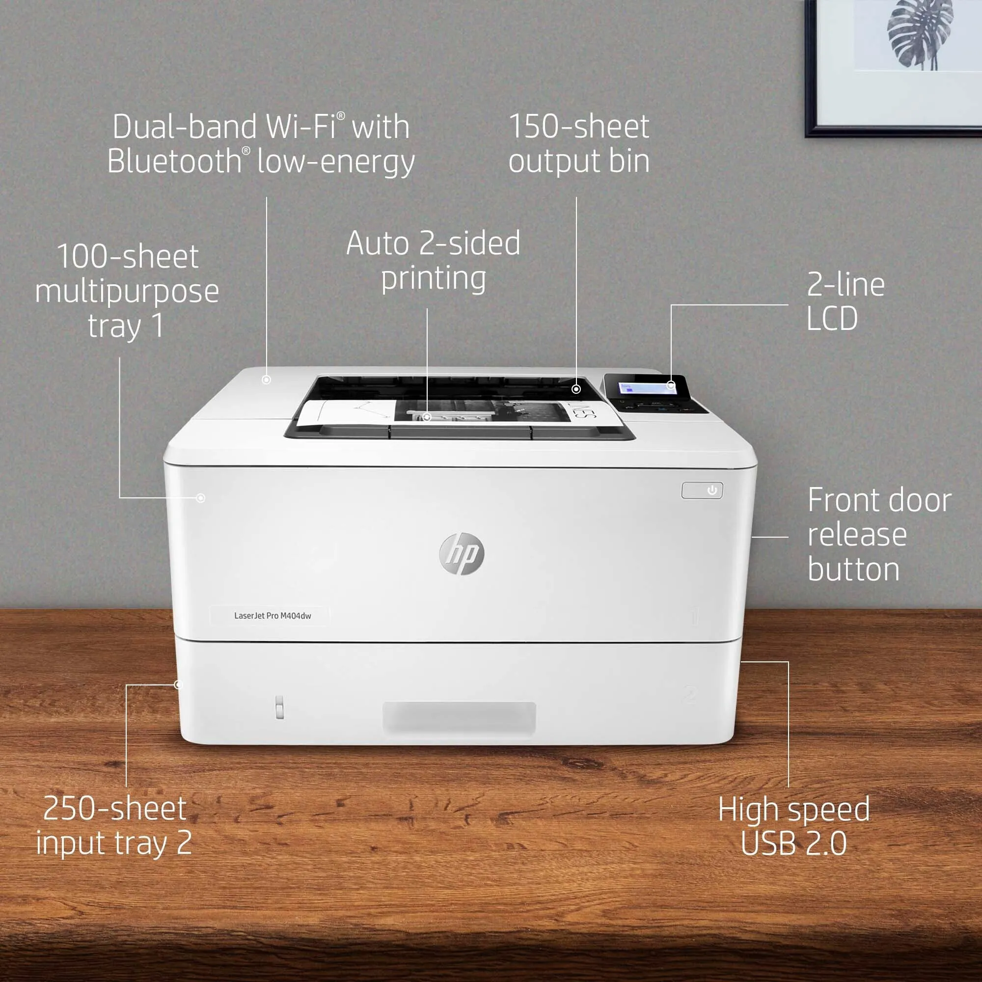 HP LaserJet Pro M404dn, Print, Fast first page out speeds; Compact Size; Energy Efficient; Strong Security