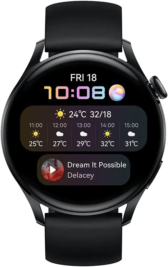 HUAWEI WATCH 3 | Connected GPS Smartwatch with Sp02 and All-Day Health Monitoring | 14 Days Battery Life - Black Fluoroelastomer Strap