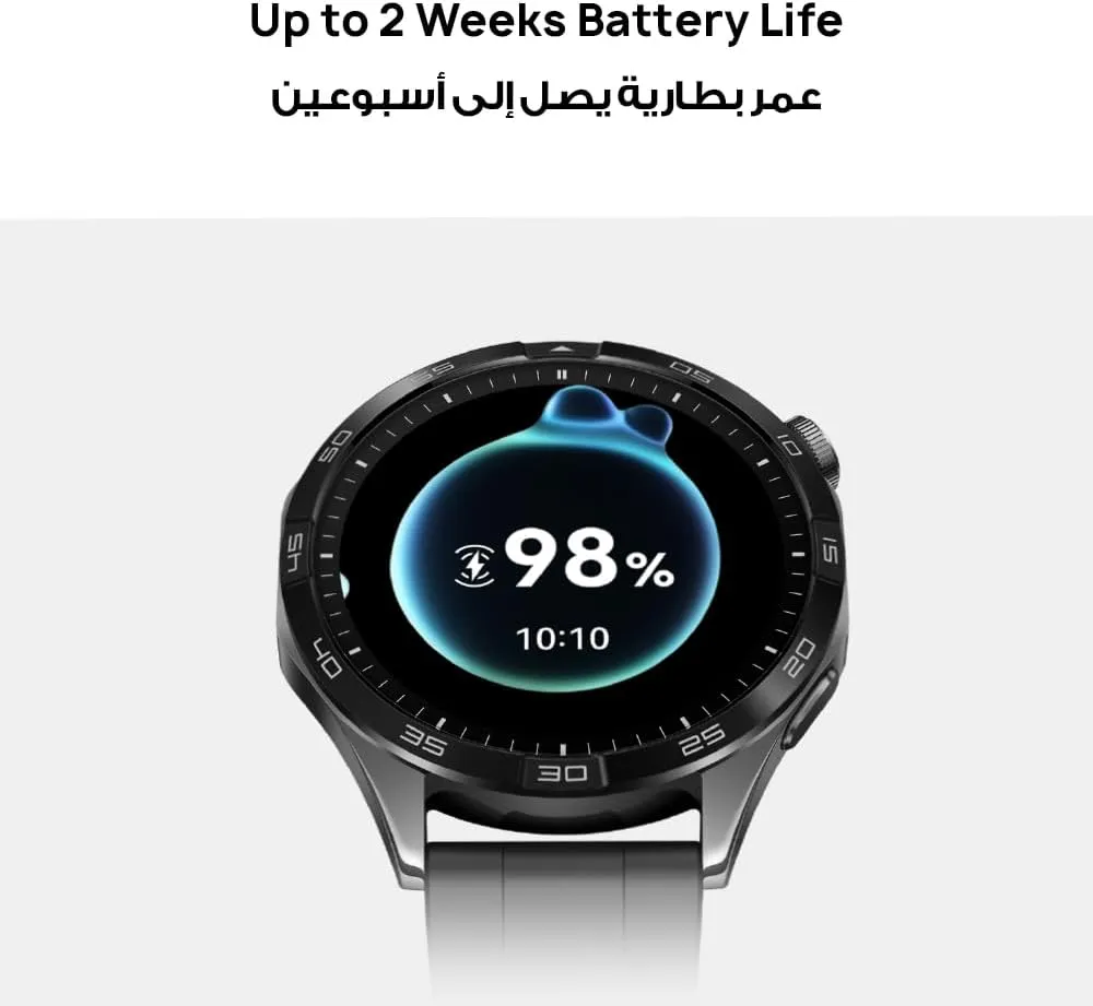 HUAWEI Watch GT4 46mm Smartwatch, Upto 2-Weeks Battery Life, Dual-Band Five-System GNSS Positioning, Pulse Wave Arrhythmia Analysis, 24/7 Health Monitoring, Compatible with Android & iOS, Black